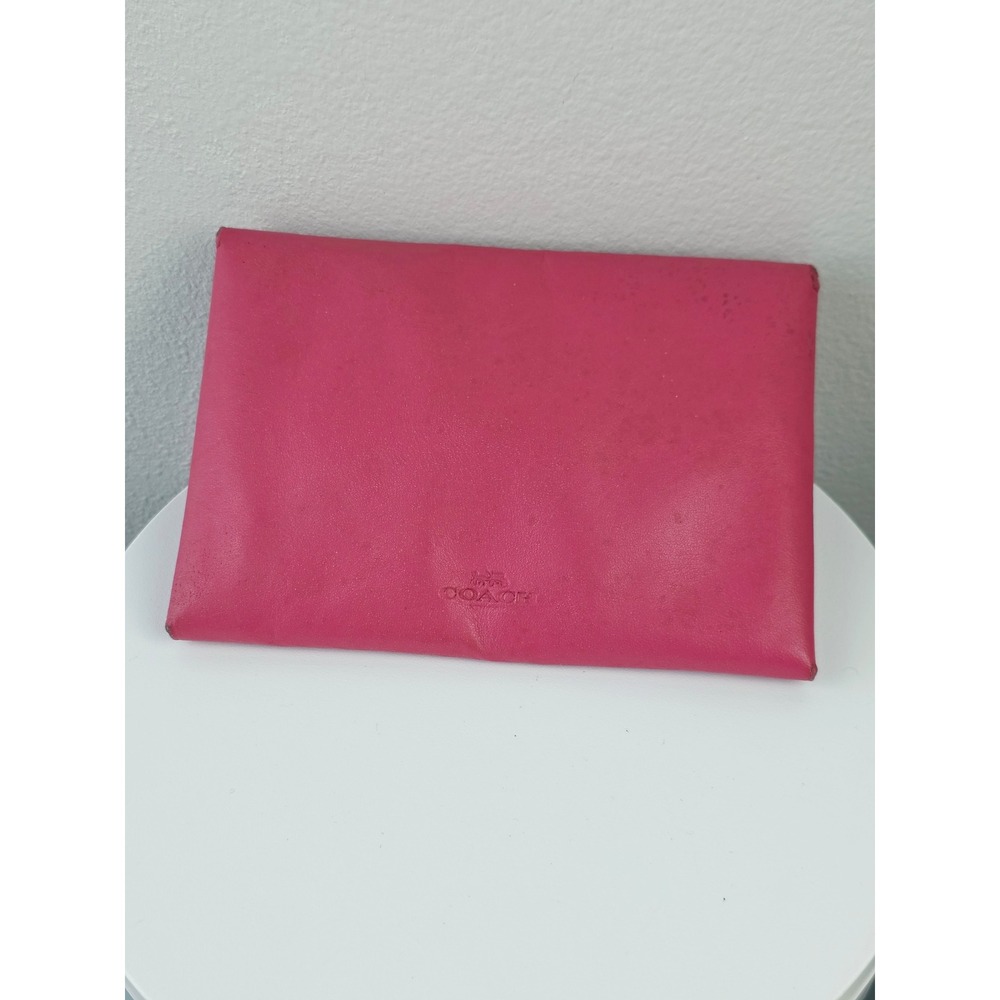 Coach Pink Leather Turnlock Pouch Envelope Clutch Bag Fuchsia Pink - Picture 2 of 15